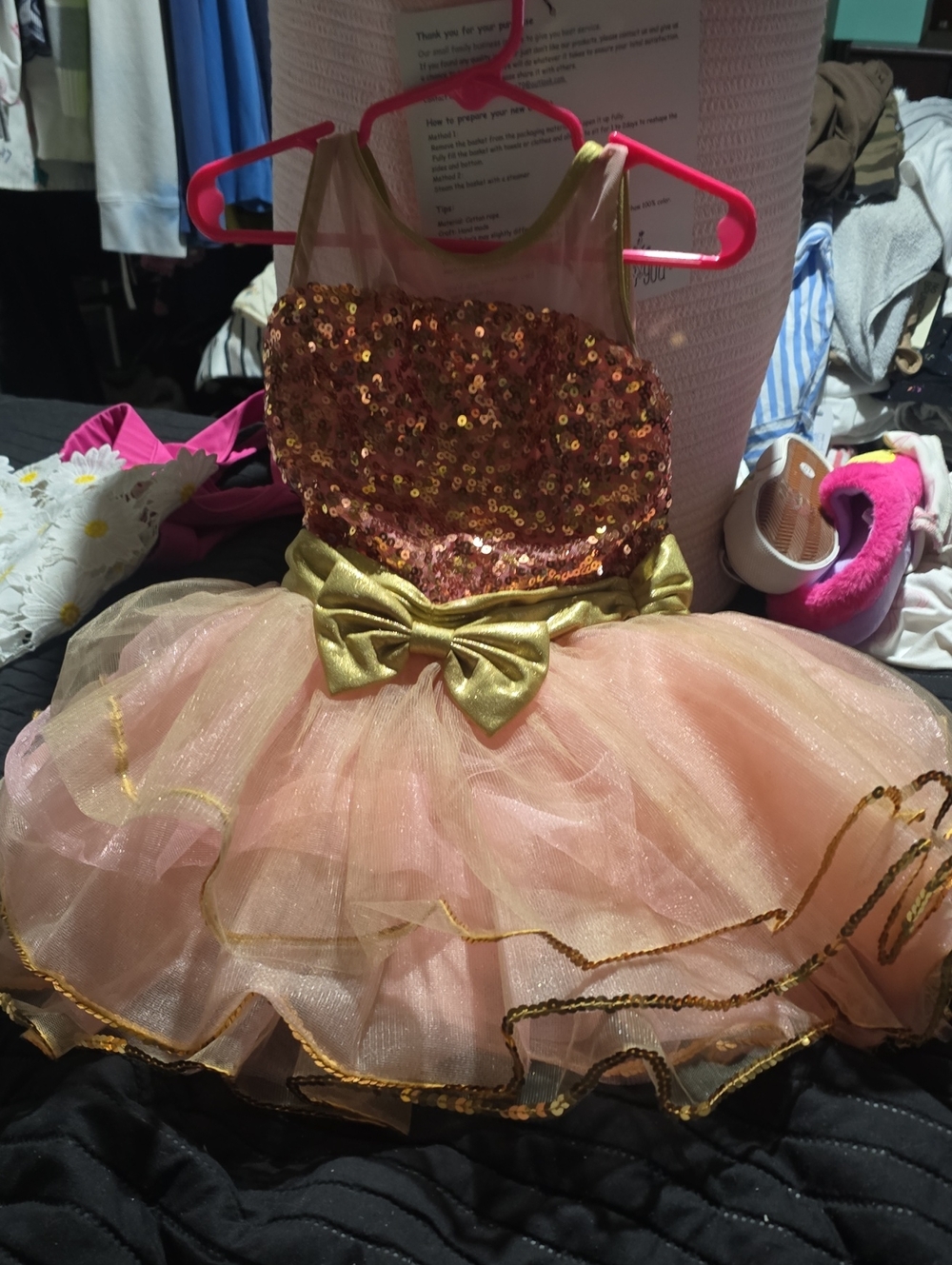 Girls Sparkle Tulle Princess Costume Dress - Gold & Pink Revolution Dance Costum